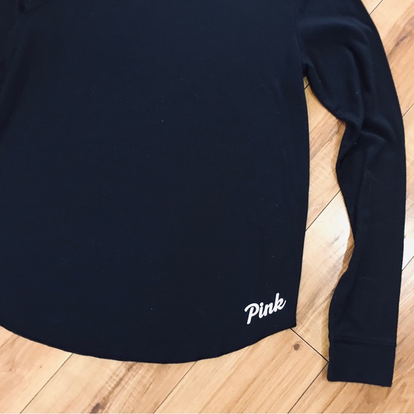 Victoria Secret Pink ribbed knit cotton long sleeve tee shirt top athlesiure - Picture 4 of 6